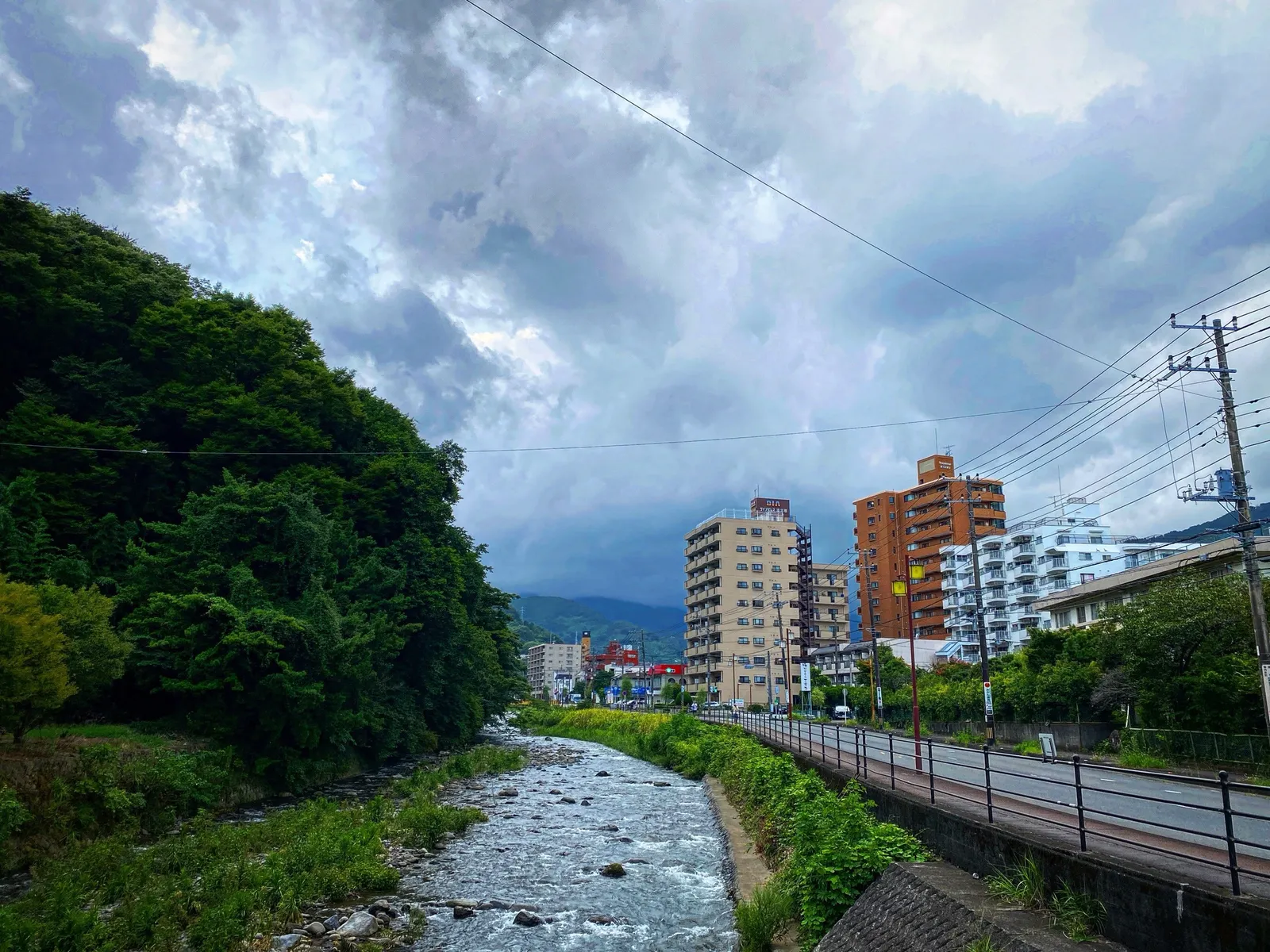 Yugawara town, river, and mountains